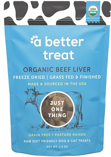A Better Treat – Organic, Freeze Dried, Single Ingredient, 100% Grass Fed & Finished, Pasture Raised Beef Liver Dog Treats, Cat Treats | Natural Healthy | High Protein, Diabetic Friendly | Made in USA