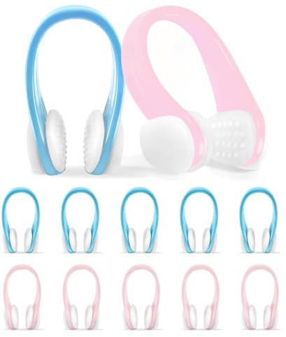 Pince Nez Natation, 10 Pièces pince nez en Silicone,pince nez en piscine enfant, réutilisables / avec Boîte De Rangement, Protecteur de Nez Pour Piscine, pour natation/bain/ surf à partir de 7 Ans