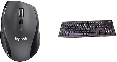 Logitech M705 Marathon Kabellose Maus, 2,4 GHz mit USB-Unifying-Empfänger, 1000 DPI, 5 programmierbare Tasten K270 Tastatur