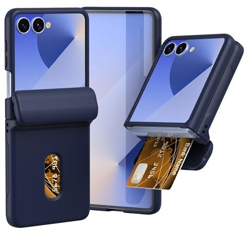 FDHYFGDY Case Für Samsung Galaxy Z Flip 7 Hülle mit Scharnierschutz & Kartenschlitz, Hard PC Militär Stoßfest Schutzhülle Kratzfest Rugged Cover für Galaxy Z Flip 7 Schutzhülle (Blau)