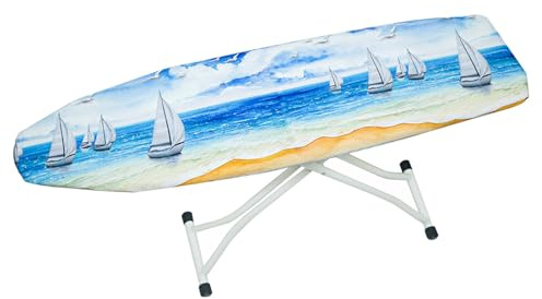 Copriasse Da Stiro 140X45 Barca A Vela Bianca Copertura Asse Da Stiro In Cotone, Con Riflettore Termico, Imbottitura Spessa In Foam E Con Elastico,Resistente Al Calore Fino A 210℃