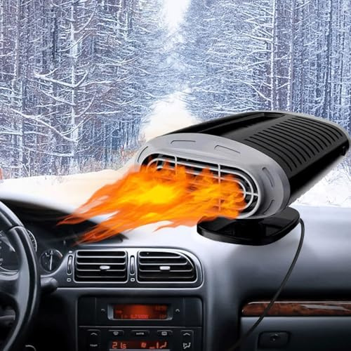 Jaaduem Auto Heizung, 12V Autoheizung Entfroster, 150W Tragbare Heizung Anti-Beschlag Plug in Zigarettenanzünder Entfroster 2 in 1 Heizung/Entfeuchter Entfroster Elektrische Fahrzeugheizung für Autos