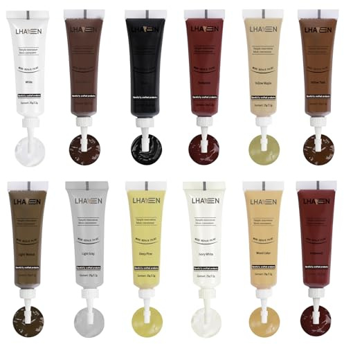 Flybunny Wood Furniture Repair Kit – 12 Colours Touch Up Wood Filler for Fixing Scratches, Cracks, Holes & Stains on Wooden Furniture, Floors, Doors & Cabinets – Easy to Use