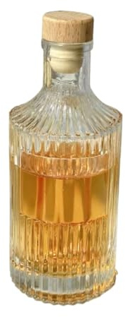 Vindecanter Dekanter Ribbad Glaskaraff Med Trälockkaraff For Vinförvaringsflaska Droppfri Luftare(500ml)
