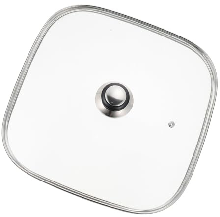 TOBBOMEY Tapa de Vidrio Cuadrada para Olla Eléctrica 30 CM Mango Redondo Resistente al Calor Multifunción Anti-Agrietamiento para Uso Doméstico y Restauración