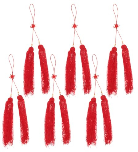 Toddmomy Borlas para Espada China de Tai Chi, 6 Piezas, Colgantes de Tela Roja Vibrante para Entrenamiento y Competición de Artes Marciales, Decoración Tradicional para Espadas