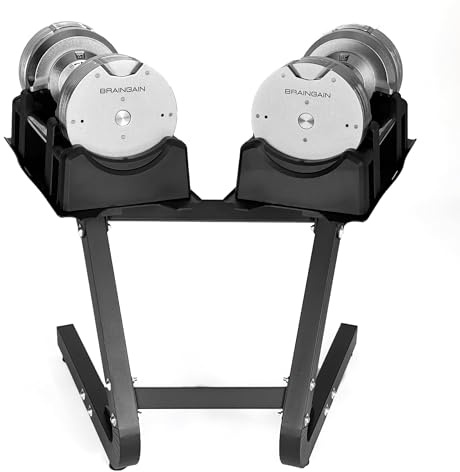 BRAINGAIN Adjustable Dumbbell Set 41.5kg – Now with 34mm Gen 4 Handle – Change Weights in 1 Second – Space-Saving Home Gym
