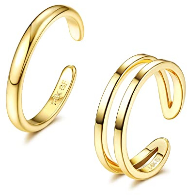 Roheafer 14K guld fylld tåring för kvinnor justerbar öppen tå ring fotsmycke för sommar strand fotsmycke