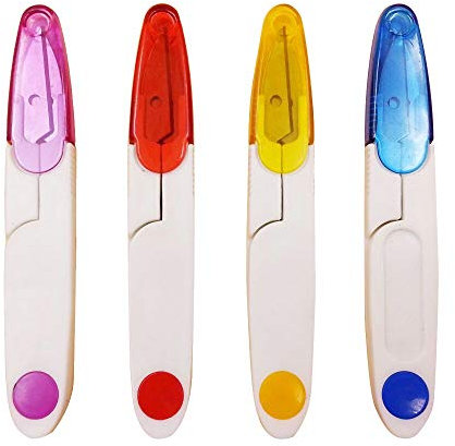 Mini Forbici 4 Pezzi Forbici da Sartoria con Tappo per Punto Croce Cucito Pesca Ricamo Blu Viola Giallo Rosso
