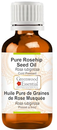 Greenwood Essential Olio di semi di rosa canina naturale (rosa rubiginosa), spremuto a freddo, 5 ml