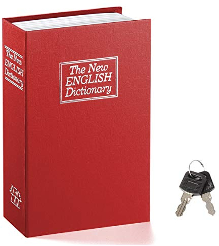 Büchersafe mit Schlüsselschloss – Parrency Wörterbuch Diversion Metall versteckter Safe Lock Box 22,9 x 15,2 x 3,8 cm, rot