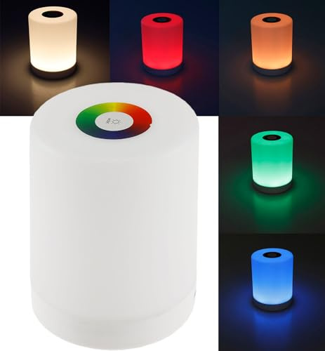 ChiliTec LED Tischlampe 11cm Akku Nachttischlampe | Dimmbar, Touchschalter, RGB Farben einstellbar, USB aufladbar