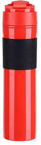 HERCHR 12 once francese Macchina da caffè da viaggio Tazza da bere, 350ml Macchina da caffè Portatile per tè e caffè, espresso macchina compatta manuale, Bottiglia da caffè per Ufficio(Rosso)