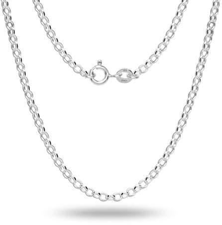 LeCalla 925 Sterling Silver Italian 3 MM Rolo Belcher Link Chain Necklace for Women 18 Inches
