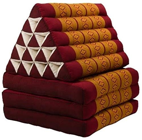 Fine Asianliving Thaikissen Dreieckskissen 3 Auflagen Kapokfüllung XL 54x180x6cm Thai Orange Thai Kissen Meditation Matte Matratze Kapok 301-J10