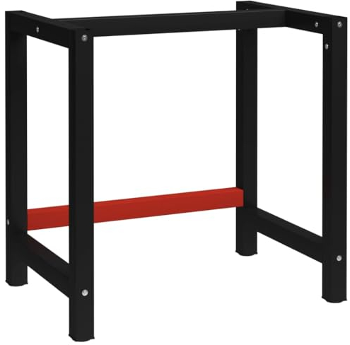 vidaXL Werkbankgestell Metallgestell Werkbank Gestell Werkstatttisch Arbeitstisch Werktisch Packtisch Tischgestell Metall 80x57x79cm Schwarz Rot