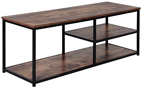 HOMCOM Mobile TV Moderno in Stile Industriale a 3 Ripiani, Legno e Metallo, Marrone e Nero, 120x40x45