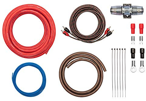 Kabelkit 20mm² fertig konfektioniert - Auto Verstärker Anschluss-Set – mit Powerkabeln, Cinchkabel, Sicherungshalter, Sicherungen – Installations Kit für Endstufen