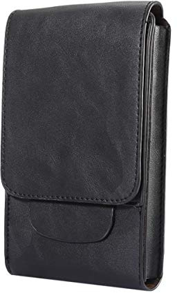 Leder Handy Gürteltasche Kleine Schwarz, Universal Praktische Multifunktional Hüfttasche Handy Tasche Camping Wandern Bauchtasche Handy Gürtel Holster Tasche mit Karabinerhaken und Gürtelschlaufe