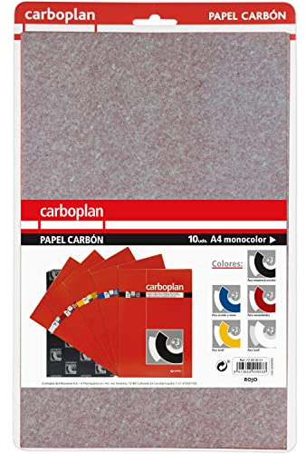 Grafoplás | 10er-Pack Transferpapier, Rot, 21 x 33 cm, perfekt für Kunst und Bastelarbeiten, Holz, Papier, Leinwand, Carboplan