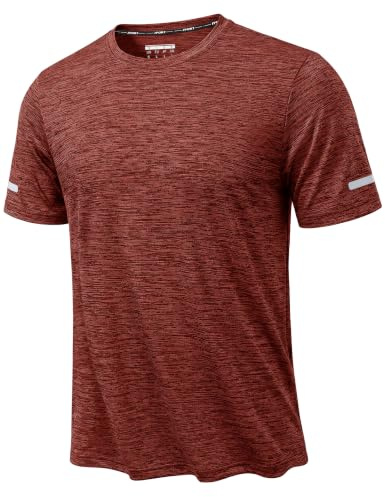 KEFITEVD Camiseta Deportiva de Secado Rápido para Hombre Camisetas de Manga Corta para Correr Camiseta de Verano Que Absorbe la Humedad,Naranja Oscuro,XL