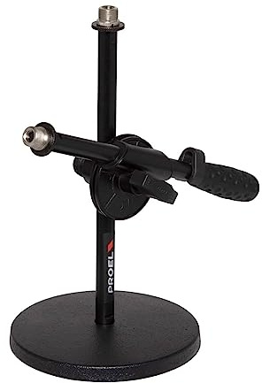 Proel DST150BK - Asta Nana doppia da tavolo per microfono con giraffa, Nero