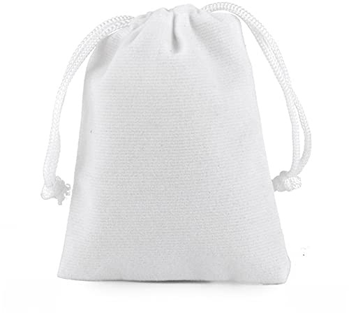 Duories 10 Stück Samtbeutel Schmuckbeutel Klein Säckchen mit Kordelzug Geschenkbeutel Stoffbeutel zum Befüllen Samttasche für Hochzeit Party Geschenk Schmuck Jewelry Gifts, 8 x 10 cm Reinweiß