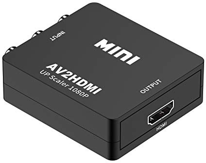 HCTian Adaptateur RCA vers HDMI, Mini AV CVBS vers HDMI Vidéo Audio Convertisseurs Adaptateur Support 1080P Compatible avec PC Xbox PS3 PS2 TV STB VHS Caméra DVD, Noir
