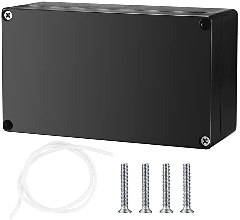 Electronic Connection Box, Waterproof IP65 Junction Box, Surface-Mounted Distribution Box, Mounting Case, Electronic Project Enclosure, Plastic Housing (black earless, 158x90x60mm)