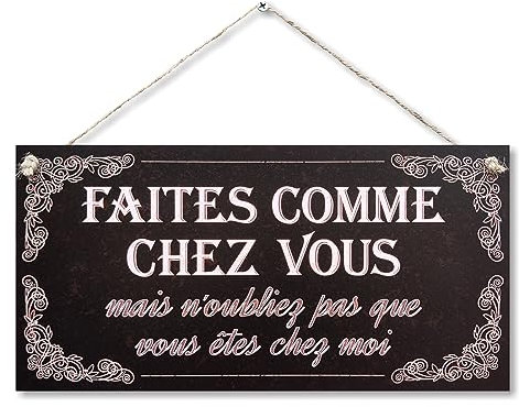 CARISPIBET Faites comme chez vous! enseignes pour la maison bienvenu décoration ornement à suspendre décor d'interieurs 15 x 30 cm