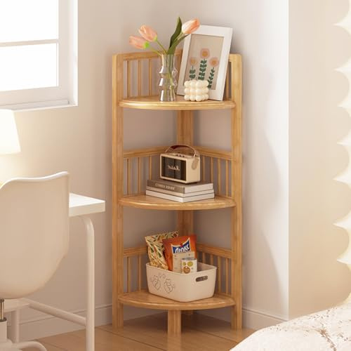 Dripex 3 Tier Bamboo Corner Shelves, Storage Unit Freestanding 30x30x89cm | Small Space, Easy to Assemble, Suitable As Plant Stand, Bookcase, Bookshelf