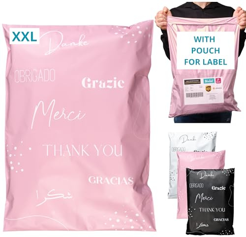 EMBALLAX - 20 Buste per Spedizioni Vinted grandi CON TASCA PER BOLLETTINO - XXL 60x45cm - NON TRANSPARENTI/RESISTENTI - Sacchetti Spedizione in Plastica - Pochette per Spedizioni Postali - grazie