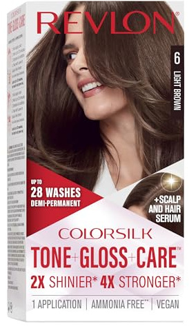 Revlon ColorSilk Tone + Gloss + Care Demi-Permanent, 6 Light Brown