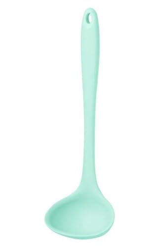 Ladle Silicone Spoon, Kitchen Spoon, Anti Scalding Long Handled Spoon, Household Cooking Spoon Soup Ladle (Color : Mint Green)