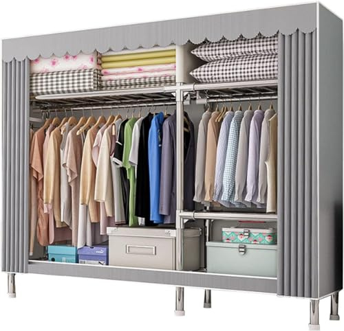 Dictstarst Kleiderschrank Tragbarer Kleiderschrank Aus Segeltuch,Stoffschrank,Faltbarer Kleiderschrank-Aufbewahrungsorganisator Mit Kleiderstange,für Schlafzimmer,Wohnzimmer,146x46x173cm