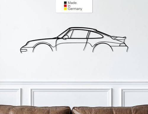 MetalGiftsWorld 911 Turbo Model 993, Metall Wandbild, Wanddeko, Auto Silhouette, Metal Wall Art (Größe: 69 cm (27))