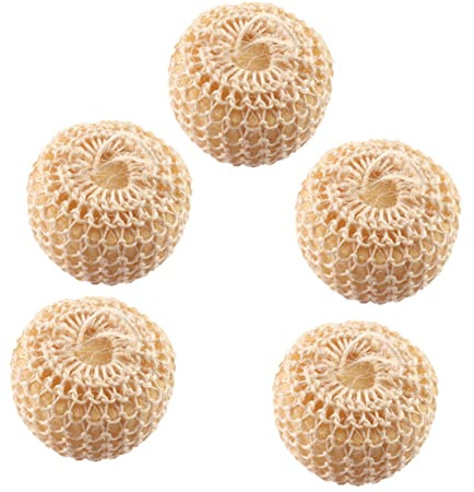 Spugna da Bagno a Forma Ellittica in Sisal 5 Pezzi Gialla per Pulizia | Set Bagno, Forma Ellittica, Uso Doccia, Materiale Sisal e Spugna, Confezione da 5 Pezzi