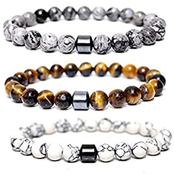 Ghzste ​​3 Stück Heilungsarmband, 8 Mm Armband Zur Raucherentwöhnung, Armband aus Natursteinperlen,Anti-Angst-Raucharmband, Geschenke Männer und Frauen