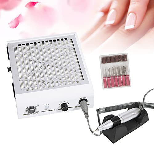 Elektrische Nagelfeile mit Nagel Staubsauger, Professioneller Staubabsaugung für Nägel, Starke Absaugung Nagelstaubsauger mit Nagelfräser Aufsätze 80W
