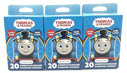 JJM Thomas and Friends Character Bandages, Assorted Designs, Box of 20-3pk, Small