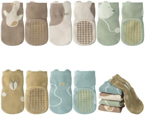 Chaussettes Antidérapantes Bébé Enfant, Chaussettes Chaussons Garçon Filles, Mignon Animaux Coton Automne Printemps Hiver Socquettes Nouveau-nées Cadeau 0-5 Ans