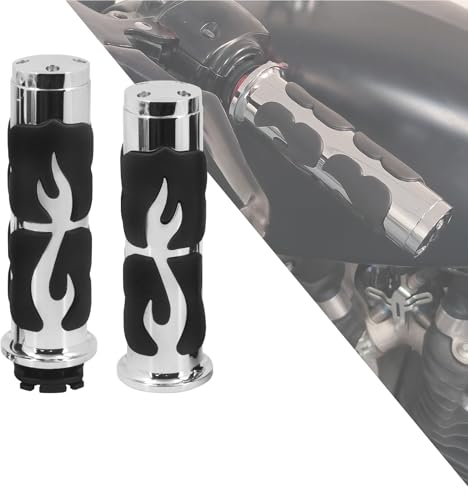 HDBUBALUS Motorrad Handgriffe 2.5 cm rutschfeste Gummi Lenkergriffe Universal für Harley Sportster XL Dyna Softail Touring Street Glide Road King Chrom