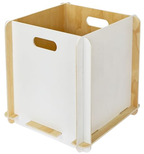 HMF Aufbewahrungsbox aus Holz zum Zusammenstecken | passend für Kallax | 32 x 32 x 32 cm | Weiß