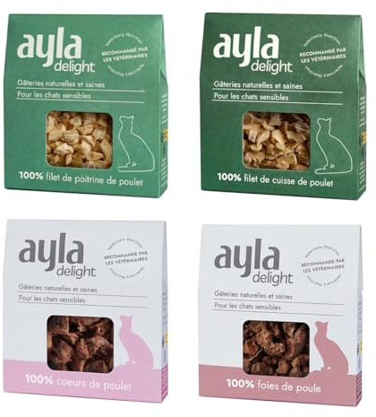 AYLA Premium Gefriergetrocknetes | 5X Bundle Proteinreiches Katzenleckerlis | Vital-Booster für Fell & Muskulatur | Für Kitten & Erwachsene Katzen (140g, Hähnchengeschmacksrichtungen-Mix)