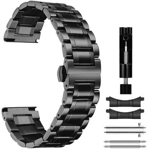 MiKoyi 22 mm Armband Kompatibel mit Huawei Watch GT Runner 2/GT 6/GT 6 Pro/GT 5 Pro/Watch GT 5/Watch GT4 (46 mm)/Ultimate 2, Edelstahl Metall Uhrenarmband Band für Huawei Watch 5/4 (46 mm), Schwarz