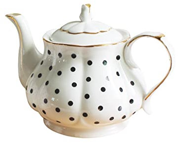 DDKYHU Théière Service à thé de l'après-midi en Porcelaine Anglaise Wave Point Peinte à la Main Théière dorée Cafetière Bouilloire