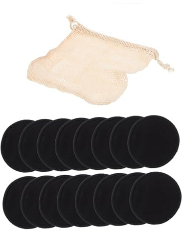 Healvian 16stücke Teiliges Wiederverwendbares Abschminkpad Schwarzem Bambusfaser-material Waschbare Gesichtsreinigungspads Für Mädchen Sanfte Make-up-entfernung Und Hautpflege