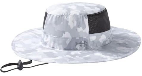 Bassdash UPF 50 fiske solhatt män vattentät unisex brett brätte hink boonie hatt utomhus fiskarhatt för vandring camping safari klassisk buskhatt FH15, Kamouflage färg ljusgrå, L