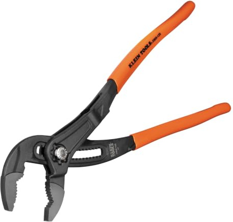 Klein Tools D50512B 12-Inch Adjustable Pliers, Quick-Adjust Klaw Pump Pliers, V-Jaw, Hardened Teeth for Maximum Torque