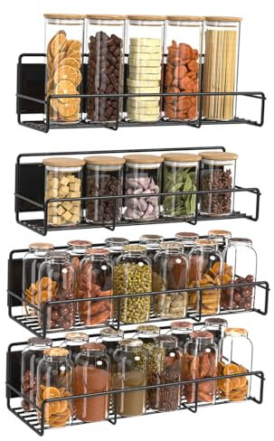 Cabilock Fridge Organizer 4 Pcs Spice Storage Rack Sturdy Kitchen Spice Shelf